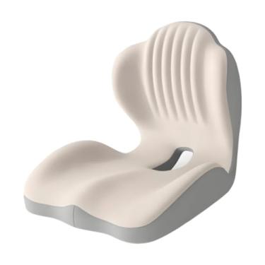 Imagem de Zialofi Almofada para assento, almofada para encosto, espuma de memória portátil, versátil, para cadeira, travesseiro para cóccix, para viagem, cadeira de, Bege