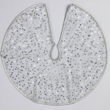 Imagem de Tapete para Arvore de Natal Saia Base para áRvore de Natal Brilhante com Paetê 40cm Enfeite Decorativo Natalino(BRANCO)