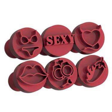 Imagem de Kit Carimbo Marcador Brigadeiros AMOR SEXY HOT PIMENTA Molde Festa Con