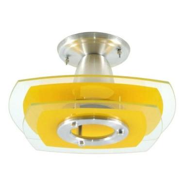 Imagem de Lustre Plafon Sobrepor - Amarelo - 2 Vidros - Sala Quarto - Vitrine do