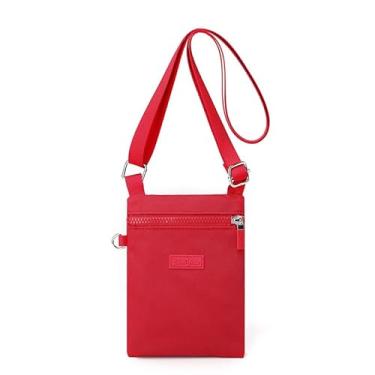 Imagem de Bolsa tiracolo pequena bolsa mensageiro casual bolsa feminina bolsa de mão bolsa de ombro de lona de nylon, Vermelho, Medium, vermelho