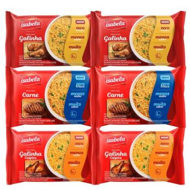 Imagem de Kit 6 Macarrão Instantâneo Isabela Lámen Carne, Galinha e Galinha Caip