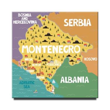 Imagem de Mapa de Montenegro ímã de geladeira ímã quadrado armário Podgorica lembrança de viagem Tivat Budva