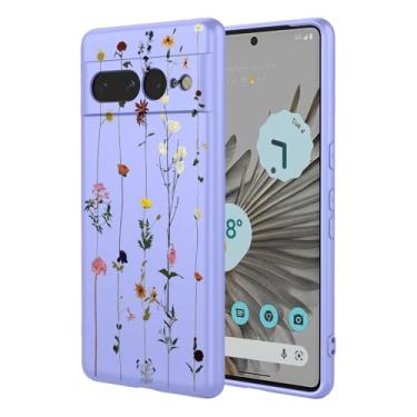Imagem de OEURVQO Capa artística para Google 7 Pro, capa de silicone líquido de toque macio com forro fofo, compatível com carregamento sem fio, capa protetora para Google Pixel 7 Pro, roxo elegante