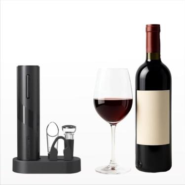 Imagem de MARC-SUPPLIES LLC Conjunto de abridor de vinho elétrico de 5 peças – saca-rolhas automático recarregável com cortador de folha, aerador de vinho, rolha e base de carregamento – abridor de garrafa sem