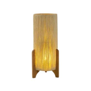 Imagem de Luminária de Chão Milão em Corda Sisal Natural Palha e Tripé de Madeira Maciça