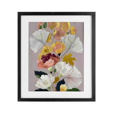 Imagem de Stupell Industries Impressão emoldurada em preto com folhas de folhagem detalhada sob vidro, design de Annabelle Hall, 40 x 33