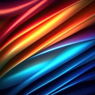 Imagem de Quadro Decorativo Neon Futurista Tecnologia Linha Wavy Colorful Moderno 50x50cm