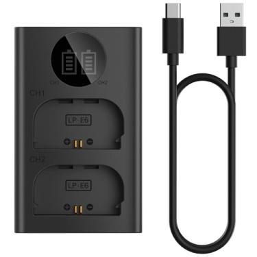 Imagem de Carregador de bateria de câmeras duplas LP-E6 para Canon LC-E6 LC-E6E LC-E6N LP-E6NH Bateria EOS 90D 80D 70D 60D 60DA / 7D 6D 5D Mark II 5D Mark III 6D 5D Mark IV / 5Ds 5DSR EOS R1 R5 R5C R6 R7 / R5D