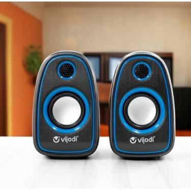 Imagem de Caixa de Som Stereo Vijodi Q5 – Mini Speaker 6W com Controle de Volume, Conexão P2 + USB, Ideal para PC, Notebook, Celular e Uso Diário com Som Potente e Compacto | Azul