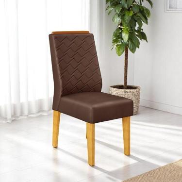 Imagem de Kit 02 Cadeiras De Jantar Estofada Lidia Cedro Veludo Moca- Mabe Magazine