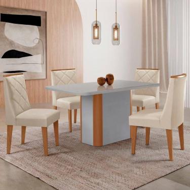 Imagem de Mesa De Jantar Isadora 120cm Tampo Mdf Vidro 4 Cadeiras