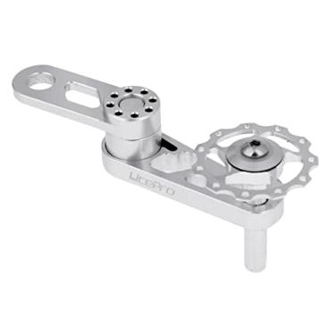 Imagem de Luzhengyang Tensor de corrente única de liga de alumínio CNC - peso e fácil de instalar - para converter várias bicicletas em uma única - roda guia de desviador oval - prata, 12 cm