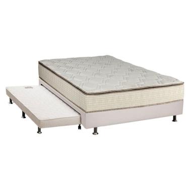 Imagem de Cama Box C/Auxiliar Casal: Colchão Luckspuma Bonnel Montreal Spring + Base Branco(138X188)