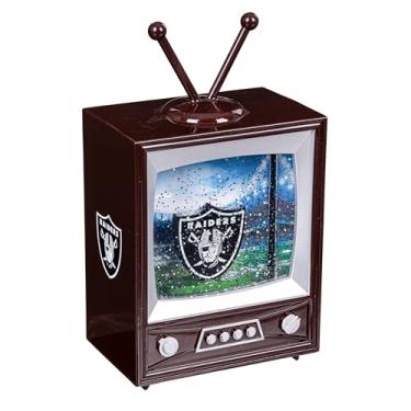 Imagem de Lanterna de globo de neve NFL Las Vegas Raiders, globo de água vintage para TV com luzes e glitter giratório, decoração de mesa de futebol de Natal operada por bateria, presente de lembrança para fãs