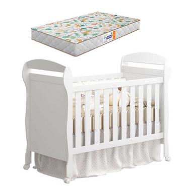 Imagem de Berço Americano Danny Branco Acetinado Com Colchão Gazin - Reller