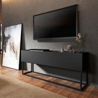 Imagem de Bancada Tv Basculante Preta e Tubos Preto Fosco Carraro