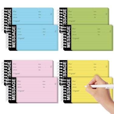 Imagem de Gueevin Livro de mensagens de telefone sem carbono de 2 peças, encadernado em espiral, formulários de mensagens, livro de 14 x 6 cm, blocos coloridos sortidos para chamadas, bloco de notas para casa