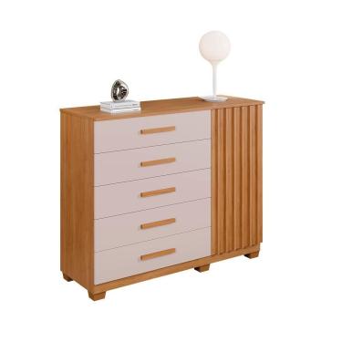 Imagem de Cômoda 5 Gavetas 1 Porta 122cm Paris - Benetil Cinamomo-off White
