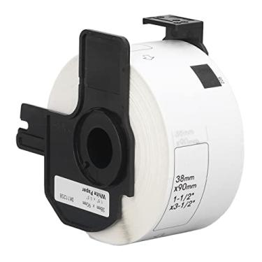 Imagem de Etiquetas térmicas material sensível ao calor 38x90mm, reutilizável, destacável, núcleo de papel dk, suporte, rolo de etiqueta para impressoras da série ql