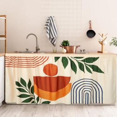 Imagem de Breling Cortinas de armário Boho para cozinha 71 cm L x 129 cm C, saia de pia para banheiro, cortina de armário de privacidade à prova de poeira, armário de armazenamento, lavanderia, sala de aula