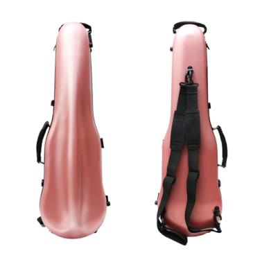 Imagem de Vetimobato Deslumbrante estojo rígido para violino 4/4 tamanho completo caixa de violino de fibra de carbono forte voo leve com alças estojo de violino de viagem (rosa)