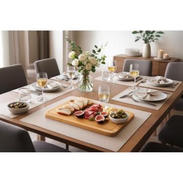 Imagem de Kit 6 Peças Jogo Americano Retangular - Sousplat para Mesa Posta - Jogo Americano Elegante para Jantar, Almoço e Café - Lavável e Resistente Premium
