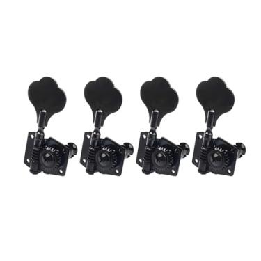Imagem de 4 cabeças de máquina de guitarra baixo com acabamento cromado, afinadores de engrenagem aberta e botões de pérola branca para baixo de 4 cordas