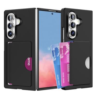Imagem de HOULEE Capa para Samsung Galaxy Z Fold 7 com suporte para cartão, capa de celular robusta à prova de choque com proteção contra quedas e bloqueio de RFID para Galaxy Z Fold 7, preta
