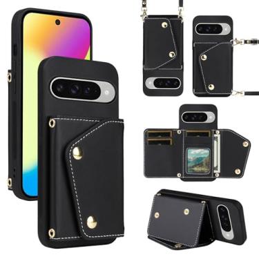 Imagem de Dibosom Capa carteira de luxo para Google Pixel 10/10 Pro 5G com 5 compartimentos para cartão fina e alça de ombro, suporte para cartão de crédito de couro PU para Pixel10 10Pro Ten, mulheres e homens