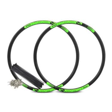 Imagem de Par Aro 29 e Raio Rimaxx R29 Aero 36F Preto Verde