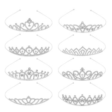Imagem de GAFOTORY Pacote com 8 tiaras coroas para mulheres, meninas, coroa de princesa de cristal prateado, para noivas, damas de honra, casamento, festa de aniversário, formatura