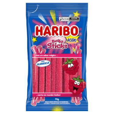 Imagem de Bala Stick Framboesa Ácida Haribo 70g Recheio Macio