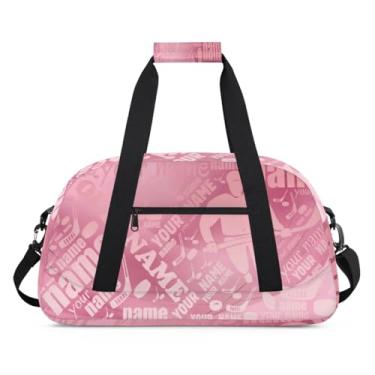Imagem de Bolsa esportiva personalizada com nome bola de gelo rosa com nome, bolsa de dormir personalizada, bolsa de fim de semana, bolsa de treino para dança, balé, academia, ginástica, mala, viagem, presente