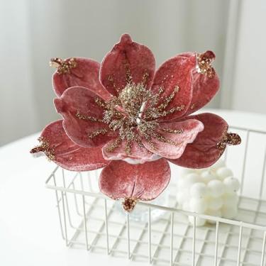 Imagem de Flor artificial de veludo, flor falsa decorativa para decoração de casa e evento (rosa)