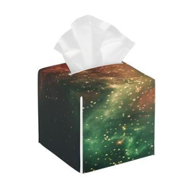 Imagem de Porta-lenços de couro quadrado à prova d'água nebulosa universo galáxia organizador de papel facial com cinto inferior cubo estojo de tecido para mesa, banheiro, escritório, mesa, carro, decorativo