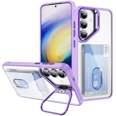 Imagem de Lunivop Capa de telefone compatível com Samsung Galaxy S25 FE, carteira, porta-cartões transparente com suporte para câmera, grau militar, proteção robusta para Samsung S25 FE (6,7 polegadas) roxo