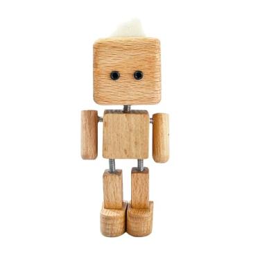 Imagem de Generic Estatueta de Homem de Madeira Tremendo, Figura Oscilante com Pés Tremendo, Enfeite de Mesa para Quarto ou Sala de Estar, Castanho Claro 8.5 Cm