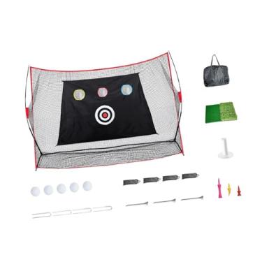 Imagem de kowaku Rede de prática de golfe com saco de armazenamento portátil com esteira de golfe rede de batida de golfe para casa interior jardim quintal condução