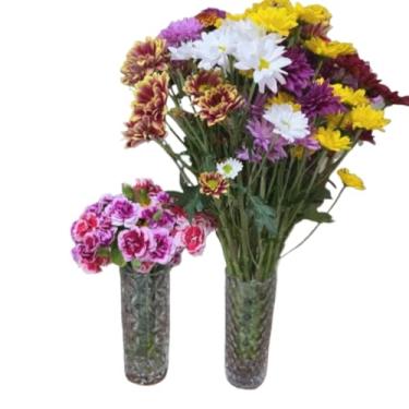 Imagem de Vaso de Vidro Decorativo lindo para Planta Flores Transparente Formato Cilindrico Resistente(kit 2 vasos)