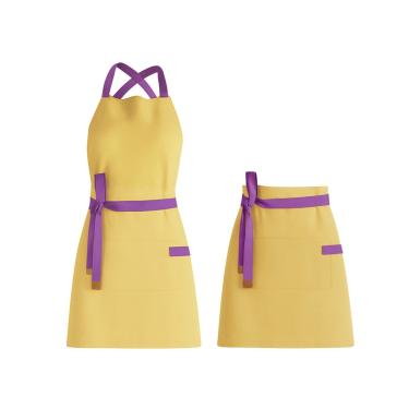 Imagem de Avental Amarelo Cintura Alça Roxo Sorveteria Açai Unissex