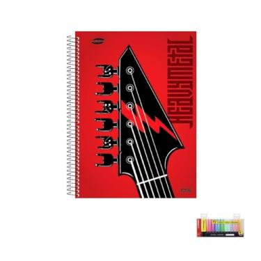 Imagem de Kit Caderno Masculinos 20 Matérias Capa Dura 400 Folhas + Marca Texto Boss 15 Cores