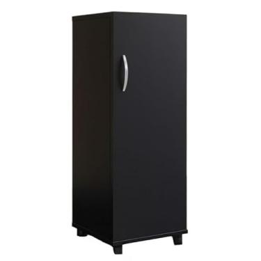Imagem de Armário Multiuso com Pé 1 Porta e 3 Prateleiras Internas para Quarto Cozinha(PRETO)
