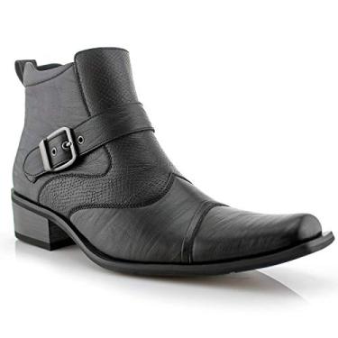 Imagem de Bota social masculina com fivela de alta caubói casual de espuma de memória Ferro Aldo Alejandro MFA606326, Preto, 13