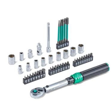 Imagem de XLIT Conjunto de chaves de torque de bicicleta de 1/10.2 cm, 45 peças com brocas hexagonais e Torx, barra de extensão - ± 3% de precisão, 1-25 Nm, 72 dentes finos - Kit de ferramentas de reparo de