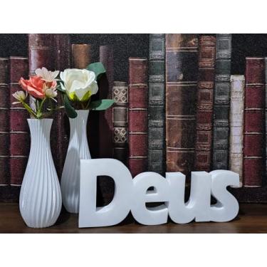 Imagem de Letreiro Decorativo DEUS em Impressão 3D, Branco, Enfeite de Mesa para Decoração de Casa e Eventos