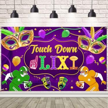 Imagem de AIBIIN 2026 Touch Down Backdrop Super Football Banner Decoração de festa LIX Sports Themed Party Decoration for Mardi Gras Football Birthday Baby Shower Sports Event Party Decor