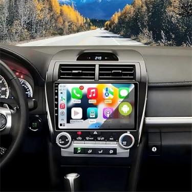 Imagem de Saitedudu Rádio veicular Android 13 compatível com Toyota Camry 2012-2014 com tela sensível ao toque de 25,4 cm, rádio veicular com tela sensível ao toque e sem fio CarPlay, Android Auto, câmera de