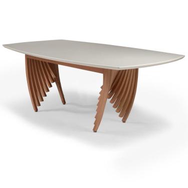 Imagem de Mesa De Jantar Retangular De Madeira Saint Germain 200cm X 100cm Lamina De Cinamomo