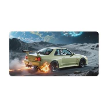 Imagem de HouLaiZhe Tapetes de mesa de carro JDM R32 Sports Car Drift Universe Gaming Mouse pads grandes para teclado de mesa tapete de computador 30 x 60 cm